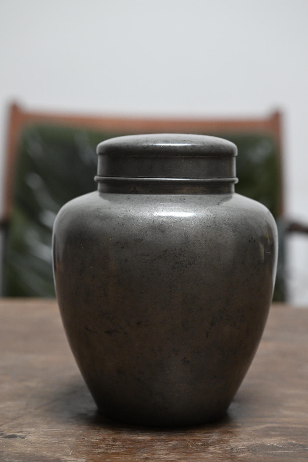 6459]=日本老锡罐古锡茶叶罐锡老锡茶入【高18cm】 锡罐皮壳老辣锡斑