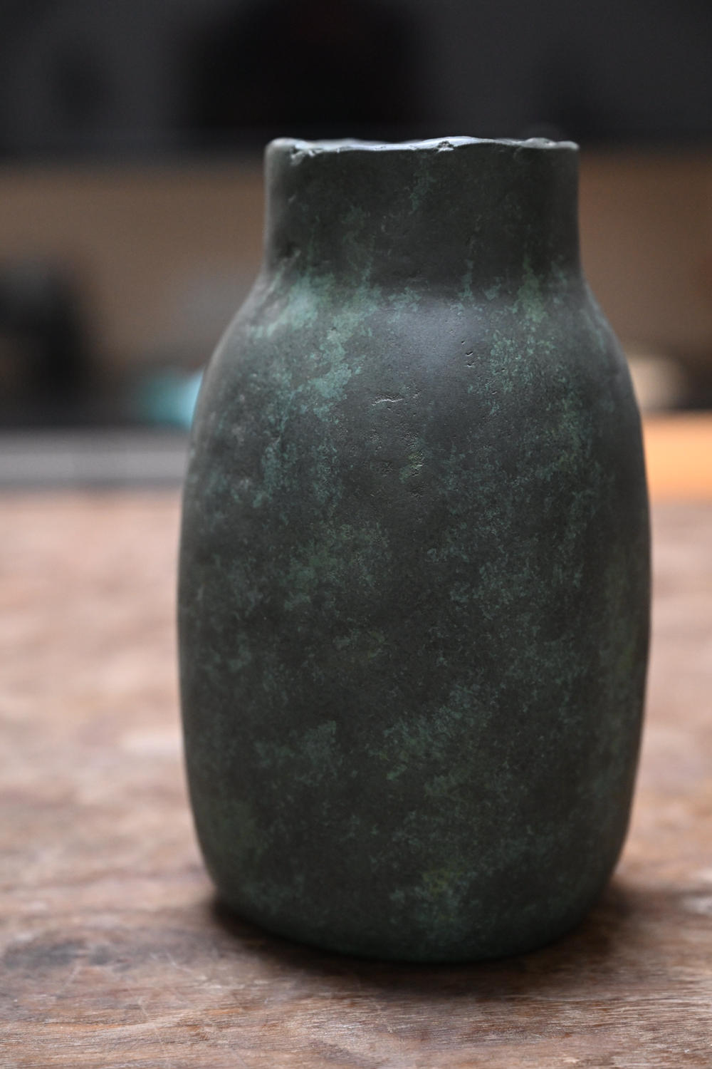 K124]=日本昭和早期名家西大由铸铜花瓶=