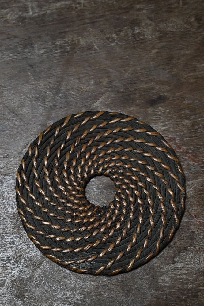 煎茶道具　籐編　圓式　瓶座　瓶式