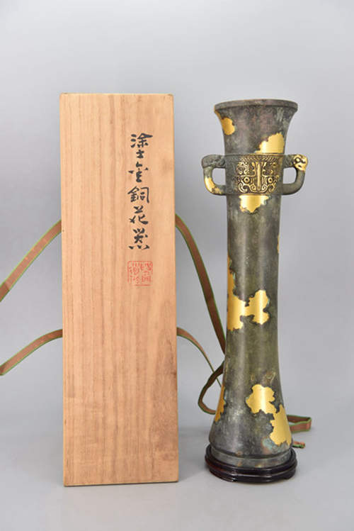 茶道具 明治時代斑紫銅吊花器のみです