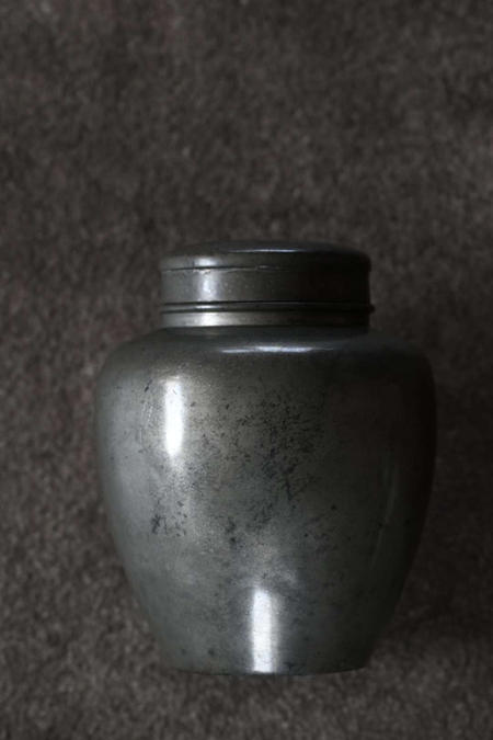 6459]=日本老锡罐古锡茶叶罐锡老锡茶入【高18cm】 锡罐皮壳老辣锡斑